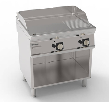 Gázüzemű grilllap 1/3 bordázott nyitott alépítményen 74,8x56,4 cm | TECNOINOX 713046