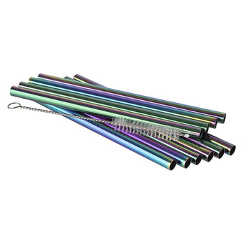 Rozsdamentes acél ivószívószál készlet 15 cm, 10 darab, többszínű | APS 93393