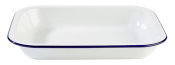 Tál ENAMELWARE, zománcozott, fehér, kék szegéllyel, 28x23x4.5 cm, 1.9 l | APS 40669