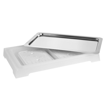 Svédasztali vitrin hűtőbetéttel, fedél nélkül TOP FRESH GN 1/1, fehér, 58.5x36.5x6 cm | APS 11503