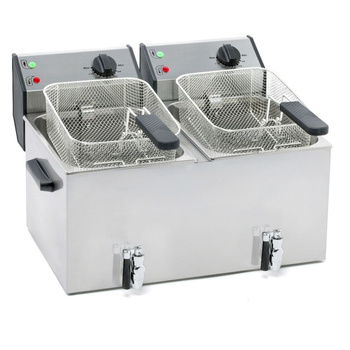 Elektromos 2 medencés olajsütő csappal, 2x8 l, hidegzóna | ROLLER GRILL FD80DR
