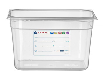 GN 1/2 tárolóedény, mélység 20 cm, polipropilénből, HACCP | HENDI 880159