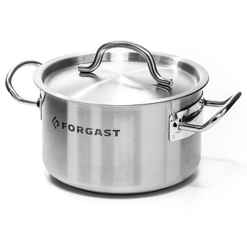 Alacsony rozsdamentes acél fazék fedővel, 32 l, átmérő 40 cm | FORGAST FG02032