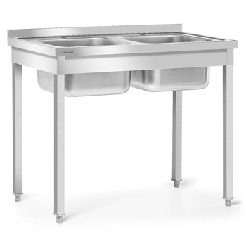 Rozsdamentes acél asztal 2 medencés mosogatóval 100x60x85 csavarozott | FORGAST FG15335