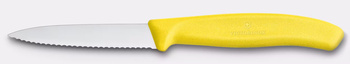 Swiss Classic zöldség- és gyümölcskés, recés pengével, sárga, pengehossz 8 cm | VICTORINOX 6.7638.C1