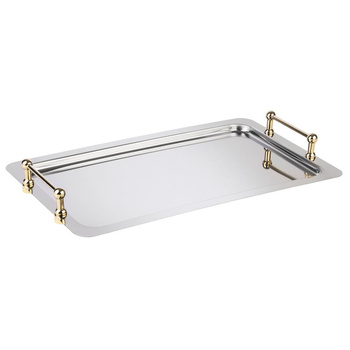 GN 1/1 BUFFET STAR rendszertálca, rozsdamentes acél, aranyozott fogantyúk, 53x32,5x6,5 cm | APS 11155