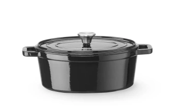 Zománcozott öntöttvas lábas, 4,4 L fekete, 36.5x29x(M)11.5 cm, ovális | HENDI 626887