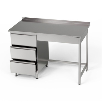 Rozsdamentes munkaasztal fiókblokkal 140x60x85 cm | FORGAST
