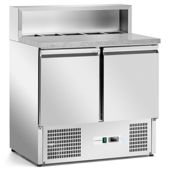 Hűtött pizzakészítő asztal 2 ajtóval, 257 l, feltéttel | FORGAST FG07202