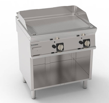 Gázüzemű bordázott grillezőlap nyitott állványon 74,8x56,4 cm | TECNOINOX 713183