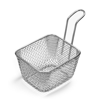 Kosár finger food ételek tálalásához, 10,5x9x6,5 cm, rozsdamentes acél | FORGAST FG11519