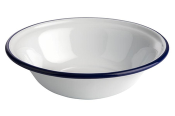Tál ENAMELWARE, zománcozott, fehér, kék szegéllyel, 16.5x4.5 cm, 450 ml | APS 40637