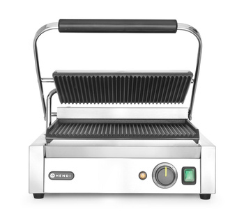 Panini kontaktgrill, bordázott sütőlapok, 34x23 cm, 2.2 kW | HENDI 263655
