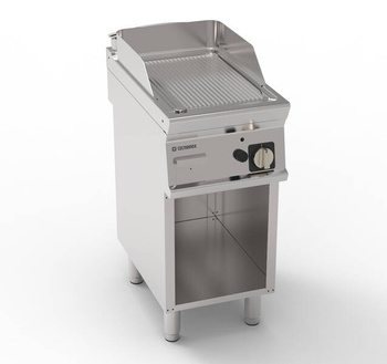 Gázüzemű bordázott grilllap nyitott alappal 35,3x56,4 cm | TECNOINOX 713178