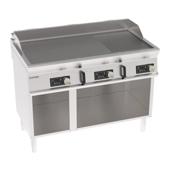 Elektromos grilllap, elektronikus vezérlés, 2/3 sima, 1/3 bordázott, nyitott alépítményen, 120 cm, 400V Tecno74 | TECNOINOX 716247