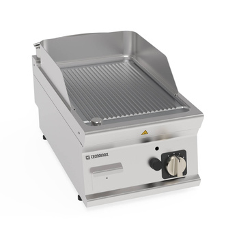 Gázüzemű bordázott krómozott szálcsiszolt asztali grilllap 35,3x56,4 cm | TECNOINOX 713185