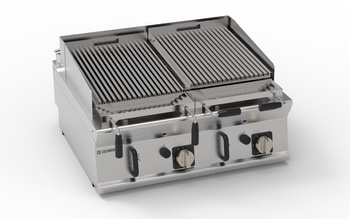 Grill lávaköves gázüzemű felépítményes 16 kW dupla 2x 46×36 cm | TECNOINOX 713148